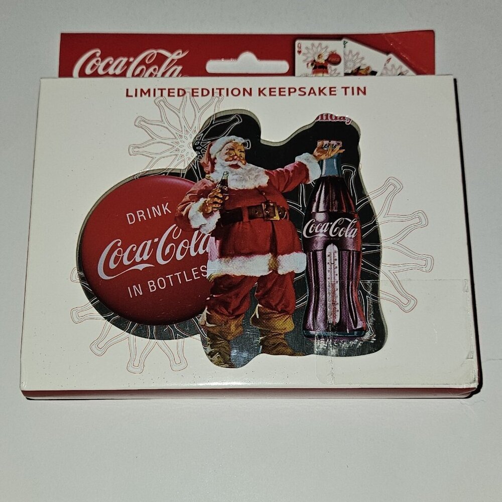 NOS 2 Coca Cola Decks Playing Cards Santa Claus Christmas Tin NEVER USED